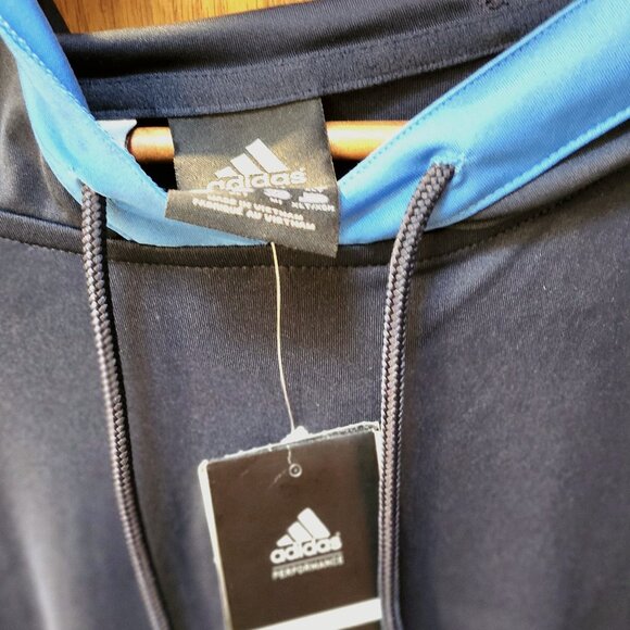 NWT Men Sweatshirt, Athletic Hoody Ad8idas, Basketball SZ XLT 28807 Navy Blue - Picture 4 of 5